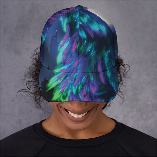 Aurora Howling Wolf Spirit Print Baseball Cap