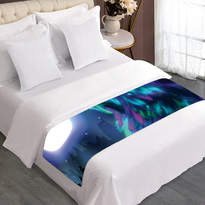 Aurora Howling Wolf Spirit Print Bed Runner