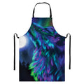 Aurora Howling Wolf Spirit Print Bib Apron With Pocket