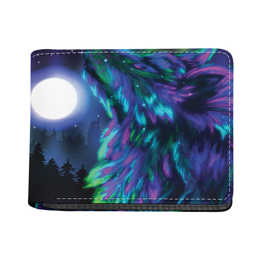 Aurora Howling Wolf Spirit Print Bifold Wallet