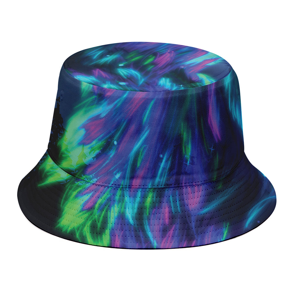 Aurora Howling Wolf Spirit Print Bucket Hat