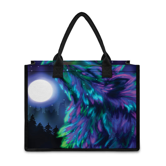 Aurora Howling Wolf Spirit Print Canvas Tote Bag