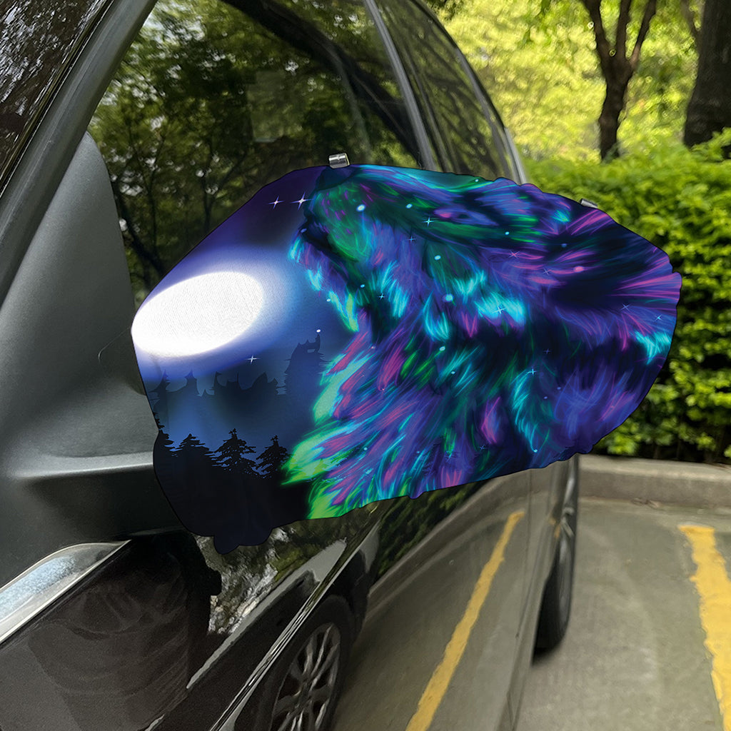 Aurora Howling Wolf Spirit Print Car Side Mirror Covers