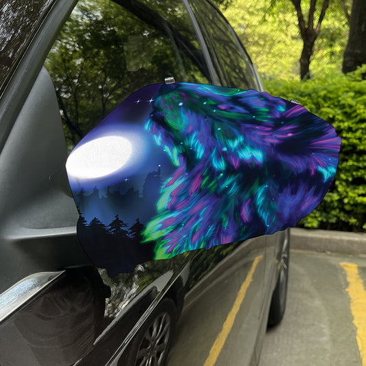 Aurora Howling Wolf Spirit Print Car Side Mirror Covers