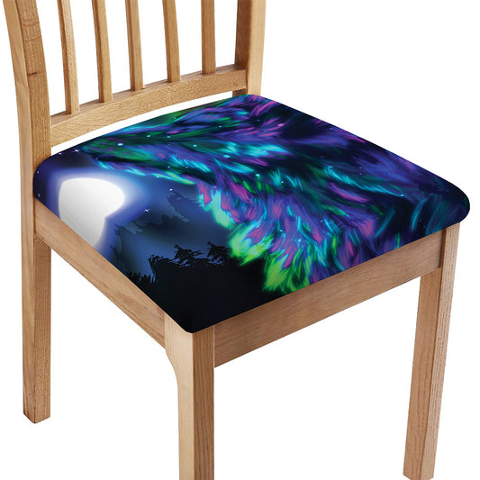 Aurora Howling Wolf Spirit Print Chair Cushion Cover