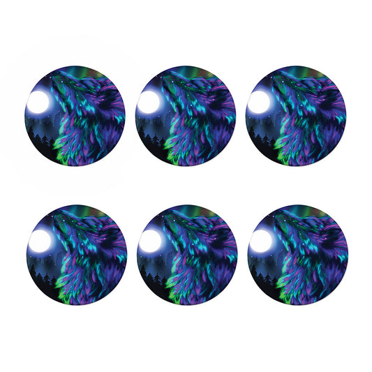Aurora Howling Wolf Spirit Print Coaster Set