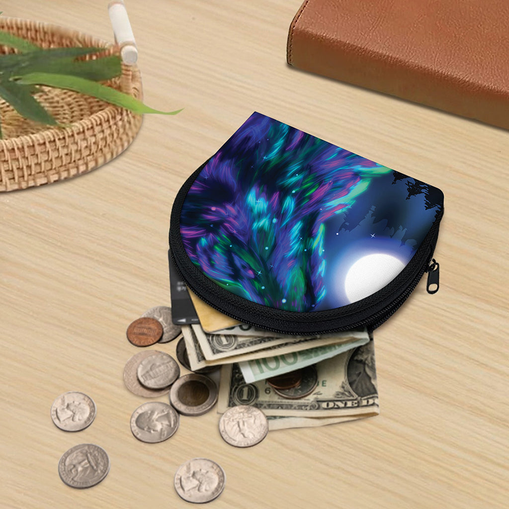 Aurora Howling Wolf Spirit Print Coin Purse