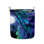 Aurora Howling Wolf Spirit Print Collapsible Laundry Basket