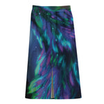 Aurora Howling Wolf Spirit Print Cotton Front Slit Maxi Skirt