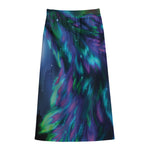 Aurora Howling Wolf Spirit Print Cotton Front Slit Maxi Skirt