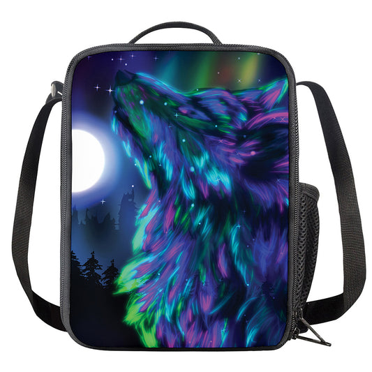 Aurora Howling Wolf Spirit Print Crossbody Lunch Bag