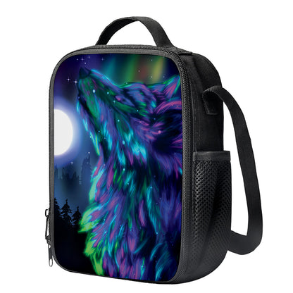 Aurora Howling Wolf Spirit Print Crossbody Lunch Bag