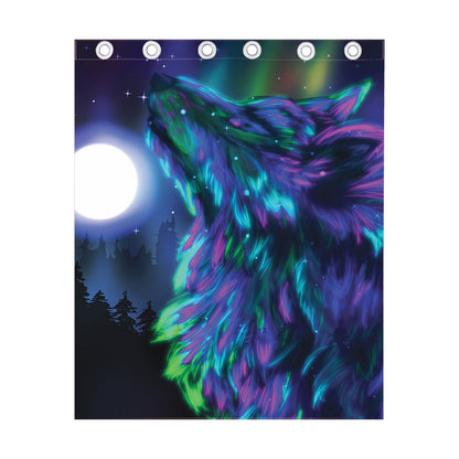 Aurora Howling Wolf Spirit Print Curtain