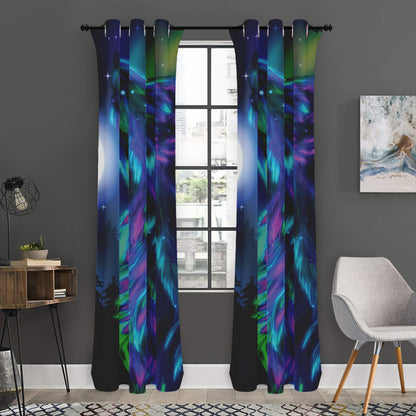 Aurora Howling Wolf Spirit Print Curtain