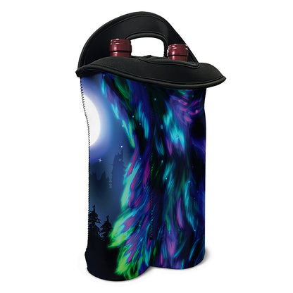 Aurora Howling Wolf Spirit Print Double Neoprene Wine Tote