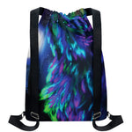 Aurora Howling Wolf Spirit Print Drawstring Backpack