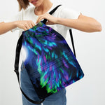 Aurora Howling Wolf Spirit Print Drawstring Backpack