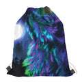 Aurora Howling Wolf Spirit Print Drawstring Bag