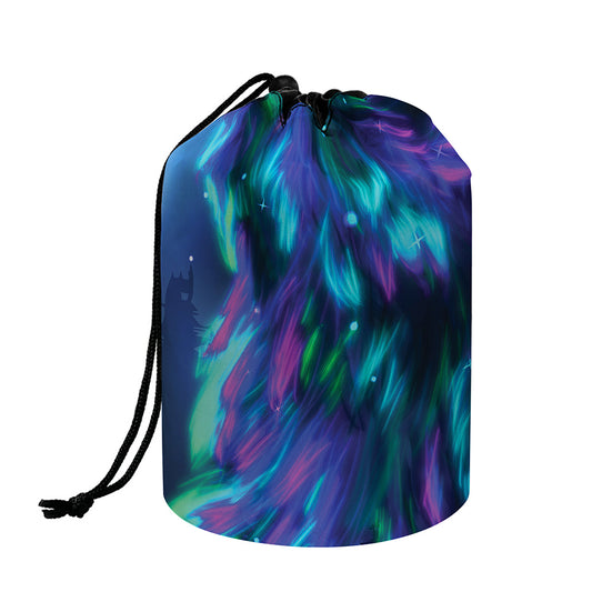 Aurora Howling Wolf Spirit Print Drawstring Makeup Bag