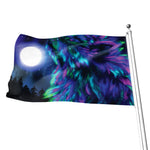 Aurora Howling Wolf Spirit Print Flag
