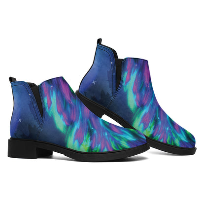Aurora Howling Wolf Spirit Print Flat Ankle Boots