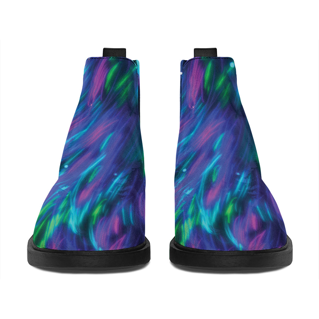 Aurora Howling Wolf Spirit Print Flat Ankle Boots
