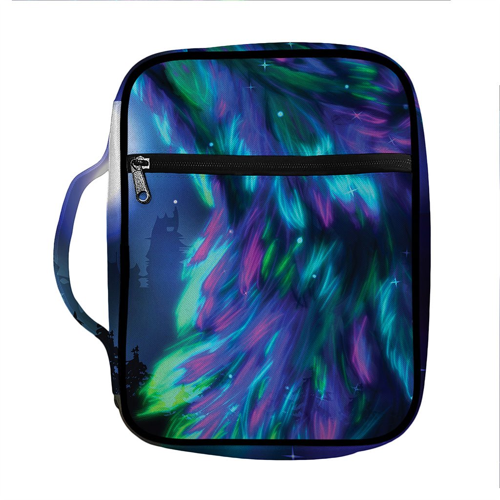 Aurora Howling Wolf Spirit Print Front Pocket Bible Bag