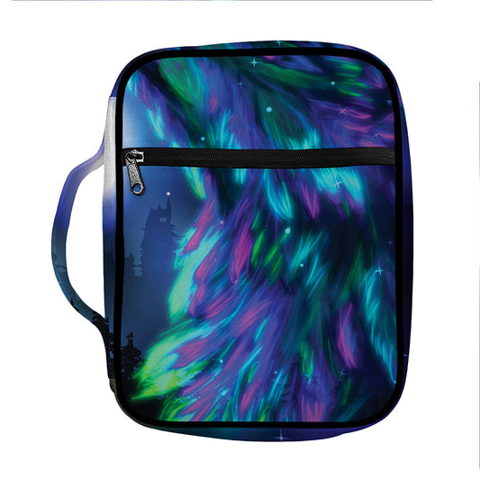 Aurora Howling Wolf Spirit Print Front Pocket Bible Bag