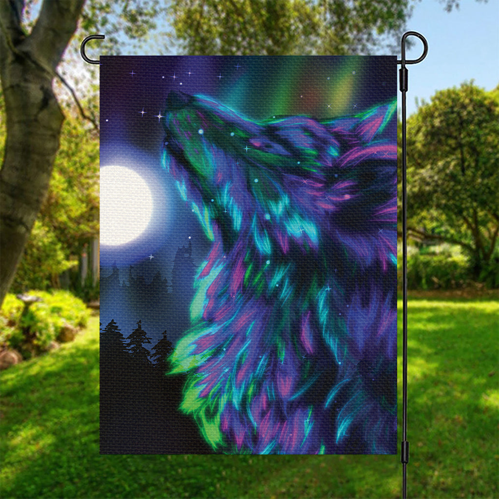 Aurora Howling Wolf Spirit Print Garden Flag