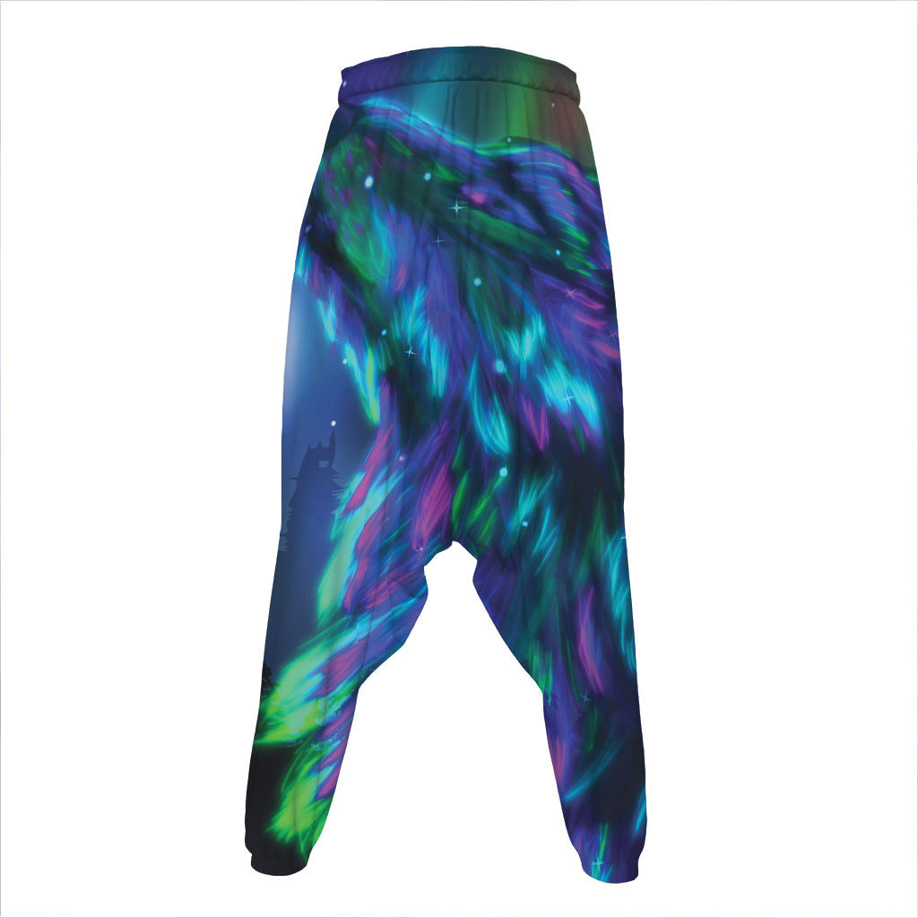Aurora Howling Wolf Spirit Print Hammer Pants