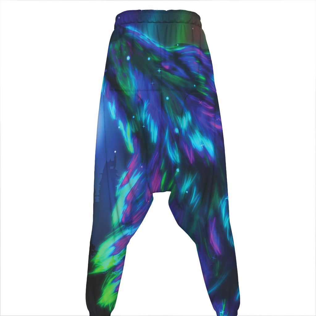 Aurora Howling Wolf Spirit Print Hammer Pants