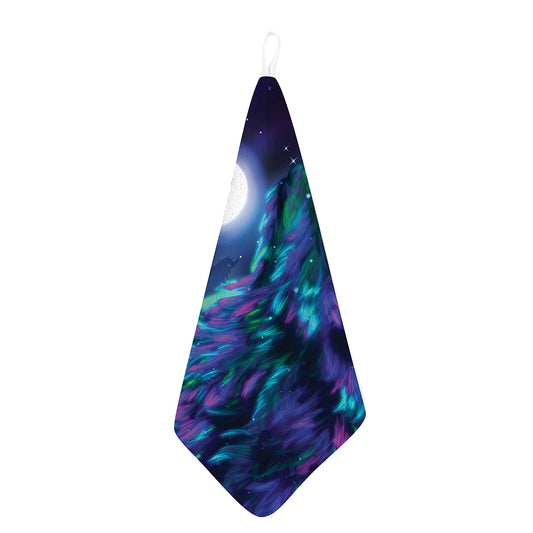 Aurora Howling Wolf Spirit Print Hand Towel