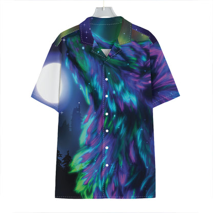 Aurora Howling Wolf Spirit Print Hawaiian Shirt
