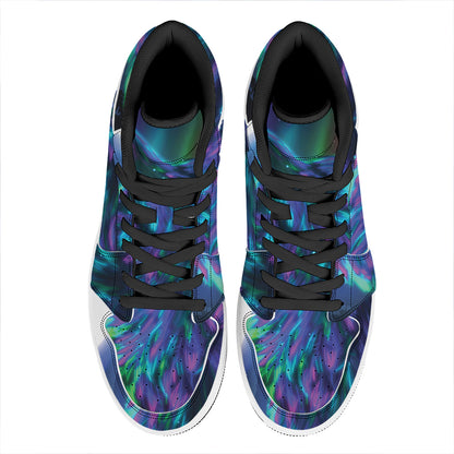 Aurora Howling Wolf Spirit Print High Top Leather Sneakers