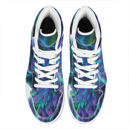 Aurora Howling Wolf Spirit Print High Top Leather Sneakers