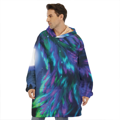 Aurora Howling Wolf Spirit Print Hoodie Blanket
