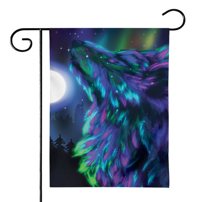Aurora Howling Wolf Spirit Print House Flag