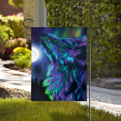 Aurora Howling Wolf Spirit Print House Flag