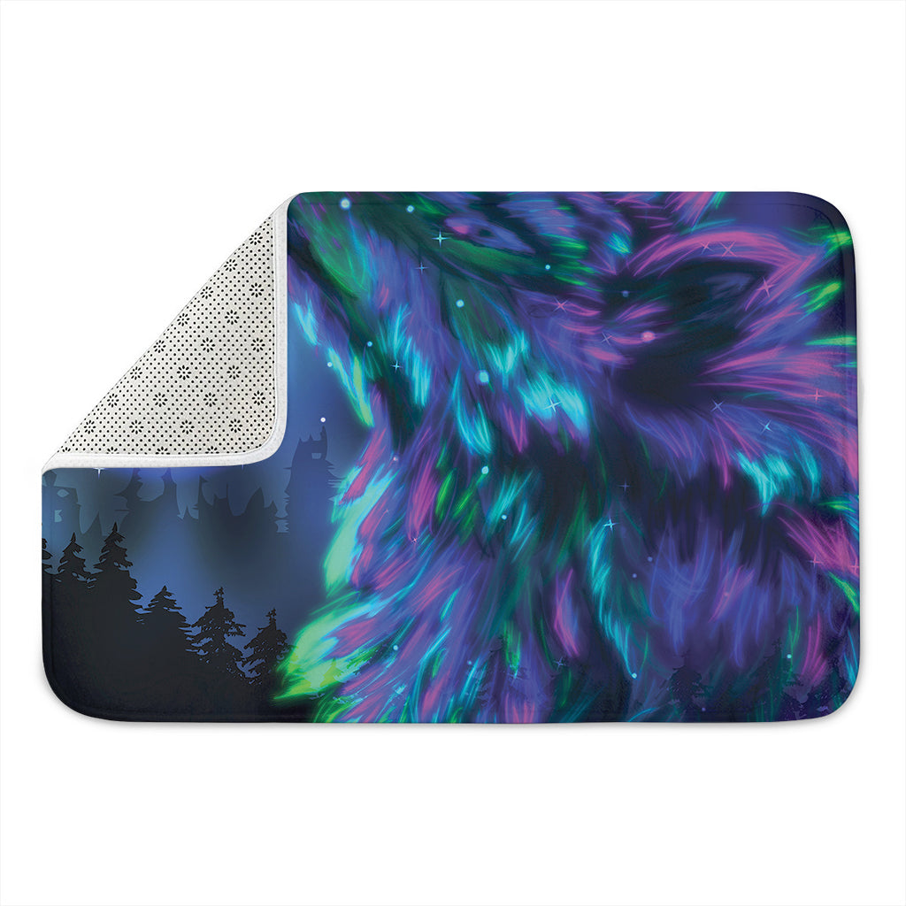 Aurora Howling Wolf Spirit Print Indoor Door Mat