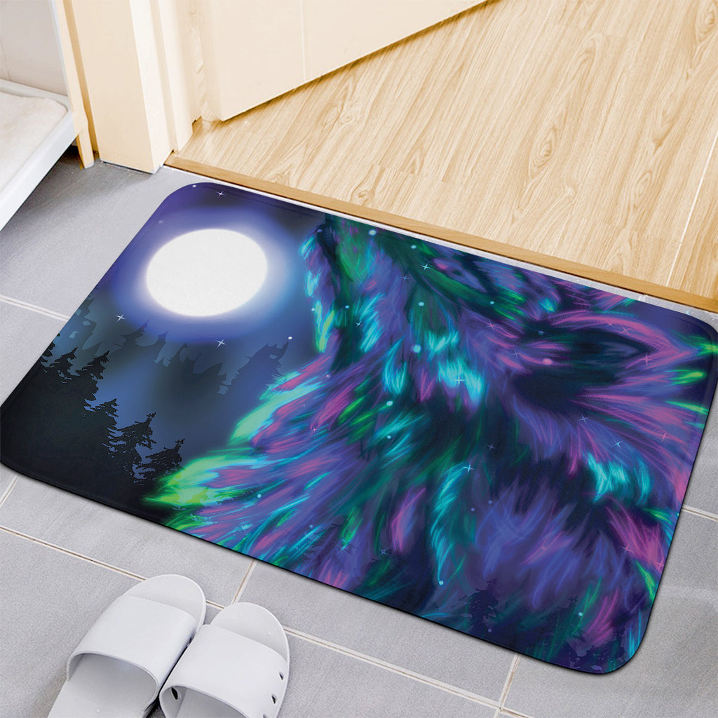 Aurora Howling Wolf Spirit Print Indoor Door Mat
