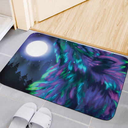 Aurora Howling Wolf Spirit Print Indoor Door Mat