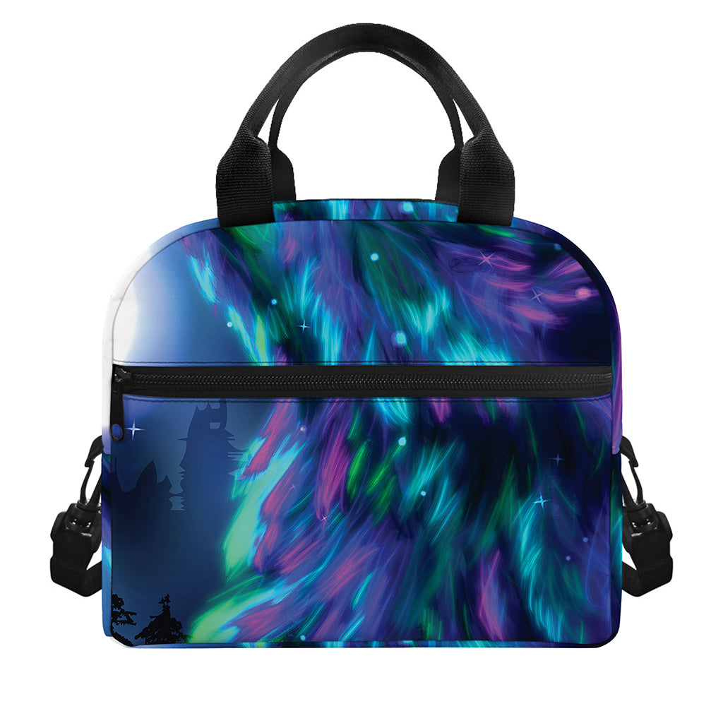 Aurora Howling Wolf Spirit Print Insulated Lunch Bag