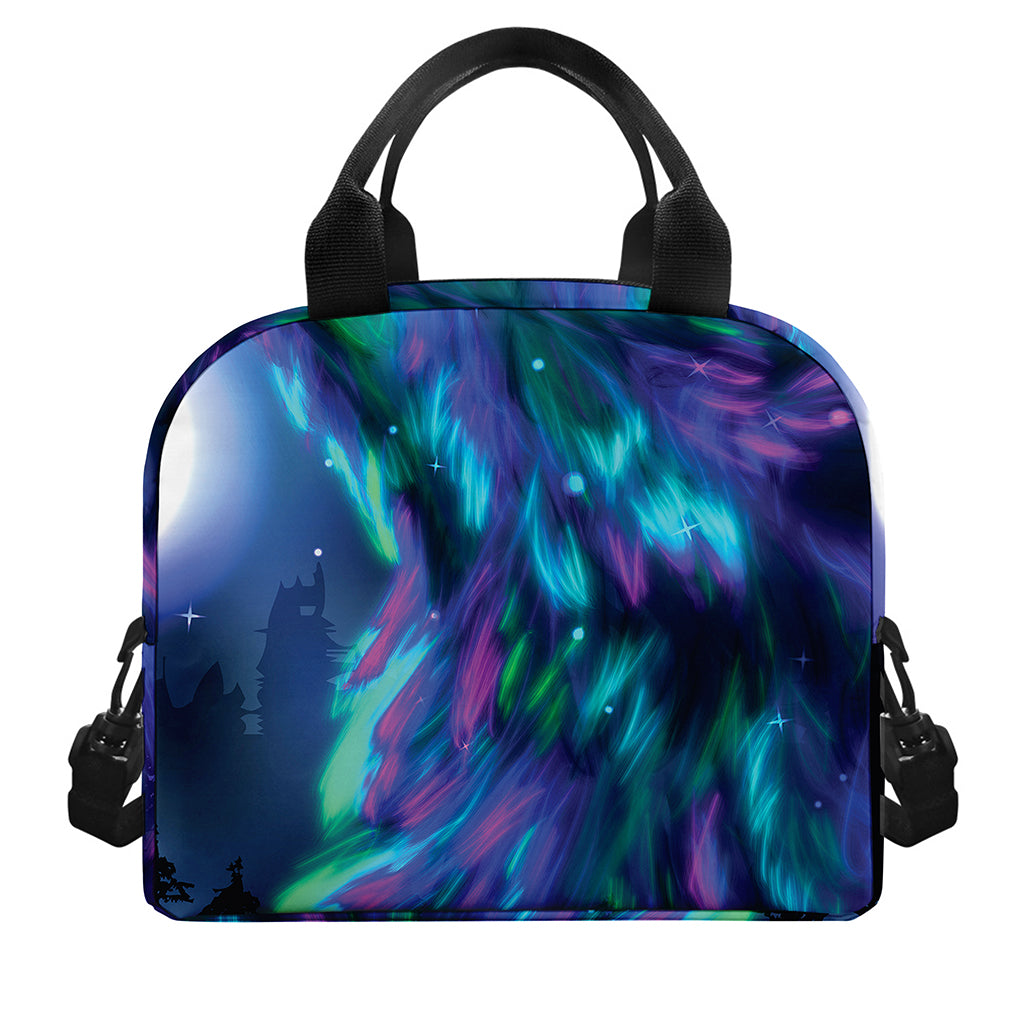 Aurora Howling Wolf Spirit Print Insulated Lunch Bag