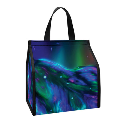 Aurora Howling Wolf Spirit Print Insulated Lunch Tote