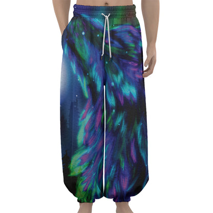 Aurora Howling Wolf Spirit Print Lantern Pants
