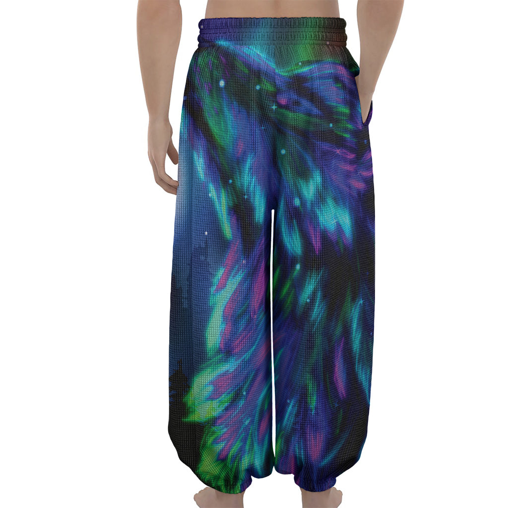 Aurora Howling Wolf Spirit Print Lantern Pants