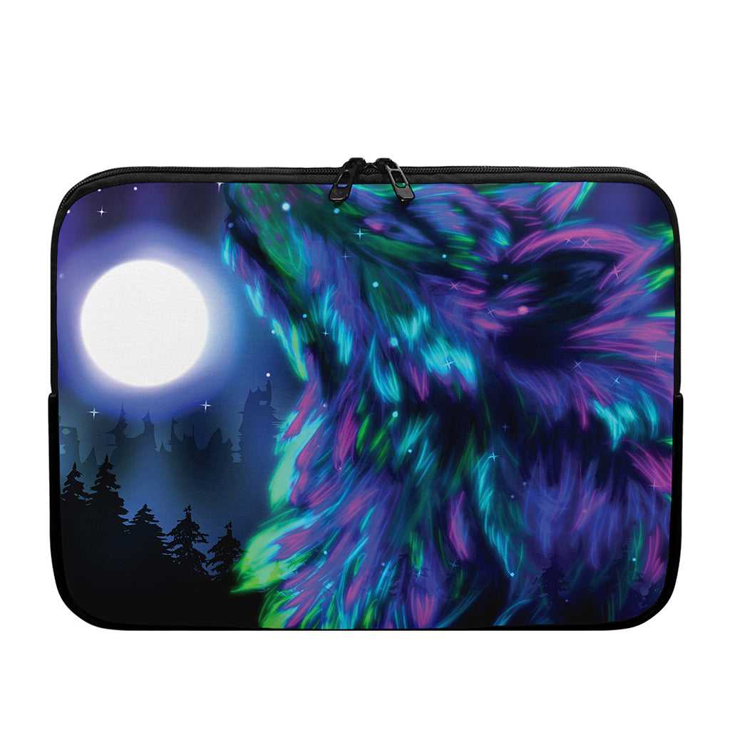 Aurora Howling Wolf Spirit Print Laptop Sleeve