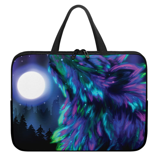 Aurora Howling Wolf Spirit Print Laptop Sleeve With Handle