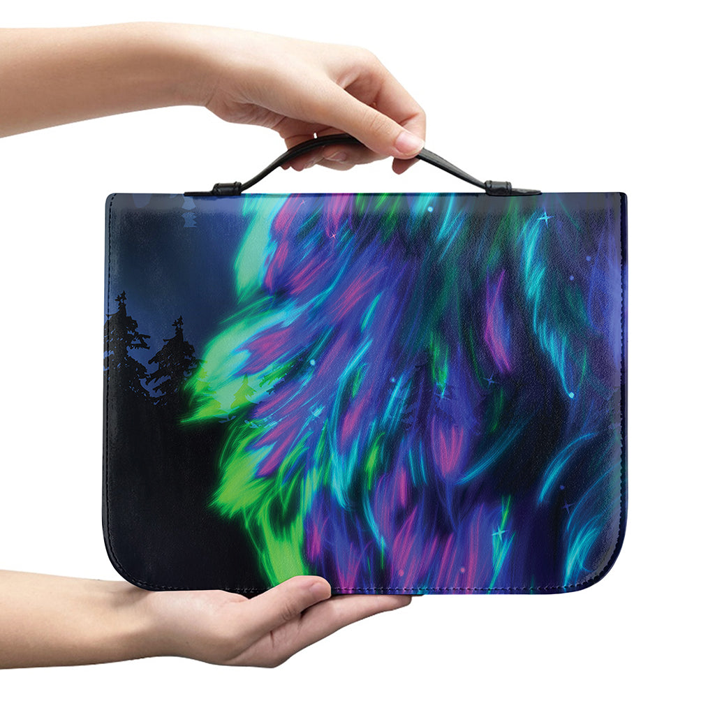 Aurora Howling Wolf Spirit Print Leather Bible Cover