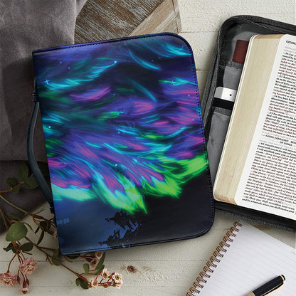 Aurora Howling Wolf Spirit Print Leather Bible Cover